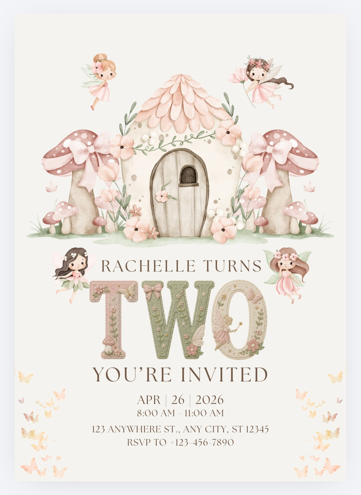 Garden Fairy Party Invitations – Personalised Birthday Invites (A6)