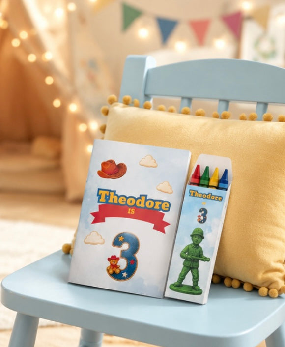 Personalised Playroom Colouring Book And Crayons Party Pack