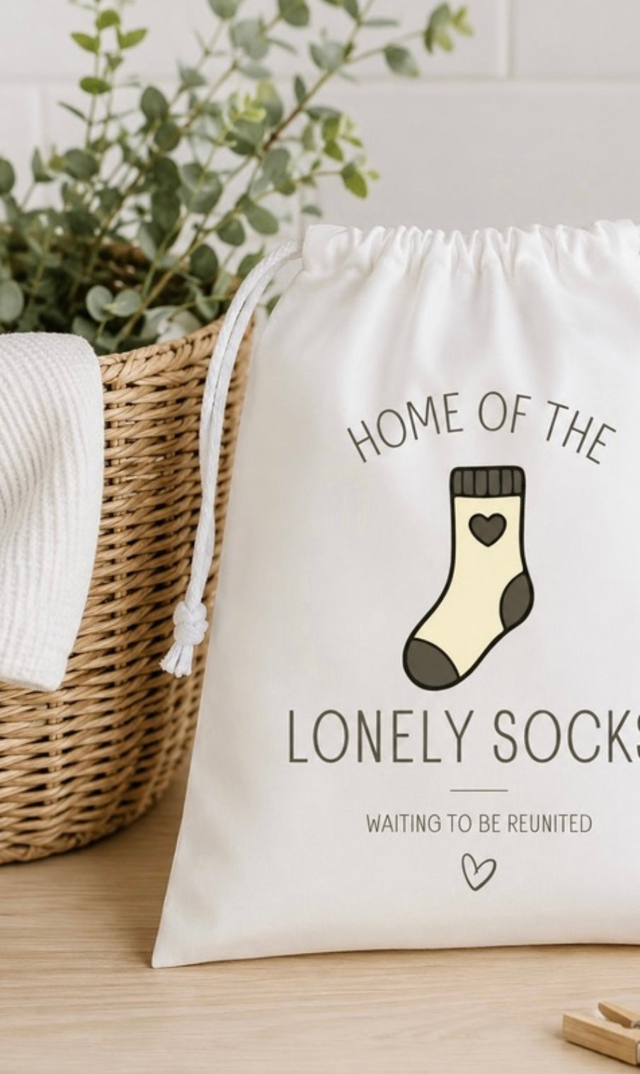 Home Of The Lonely Socks Drawstring Bag
