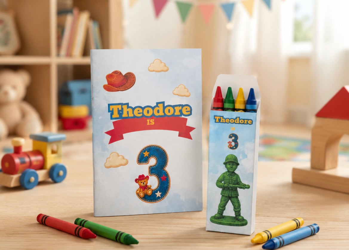 Personalised Playroom Colouring Book And Crayons Party Pack