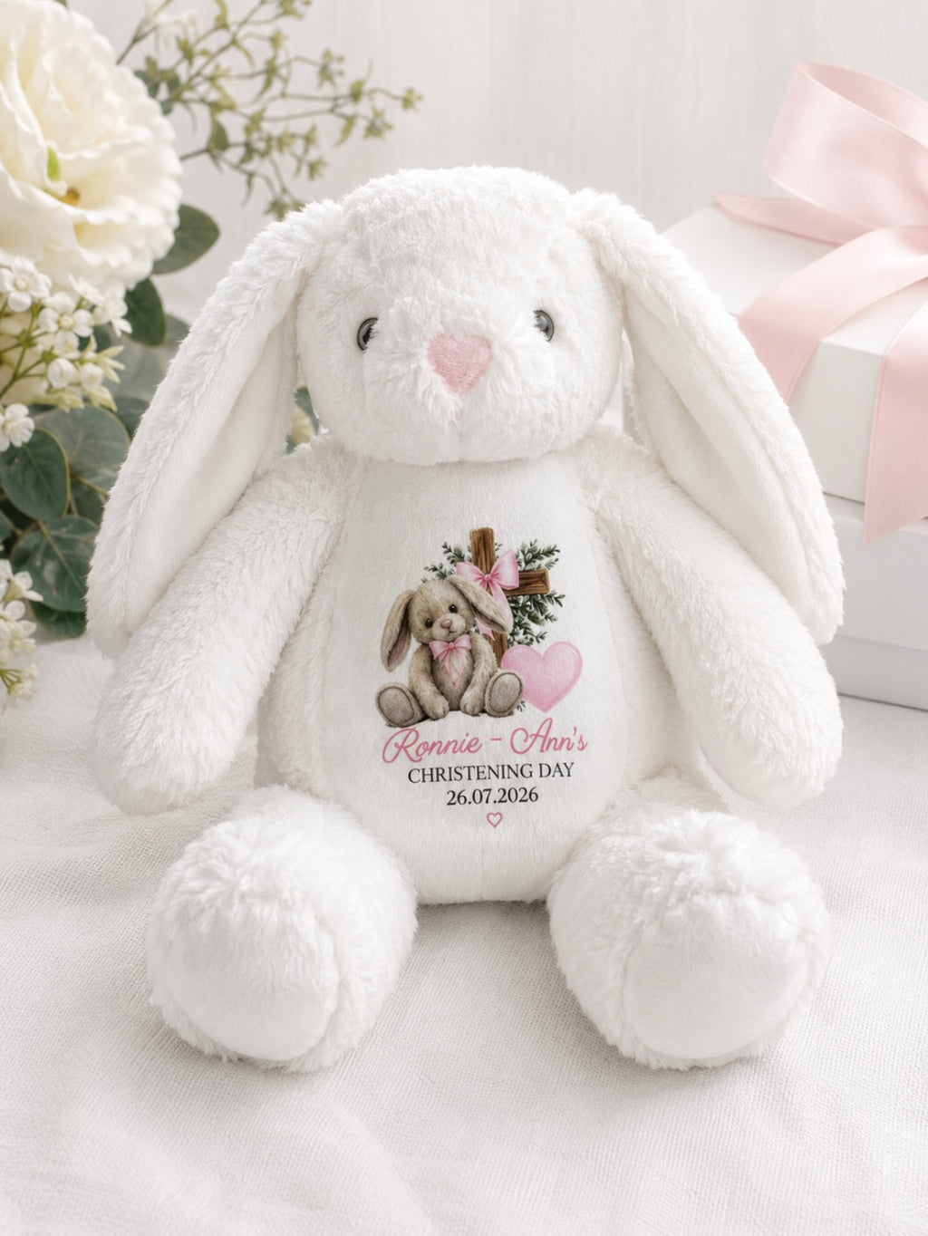 Personalised Christening Floppy Bunny Teddy