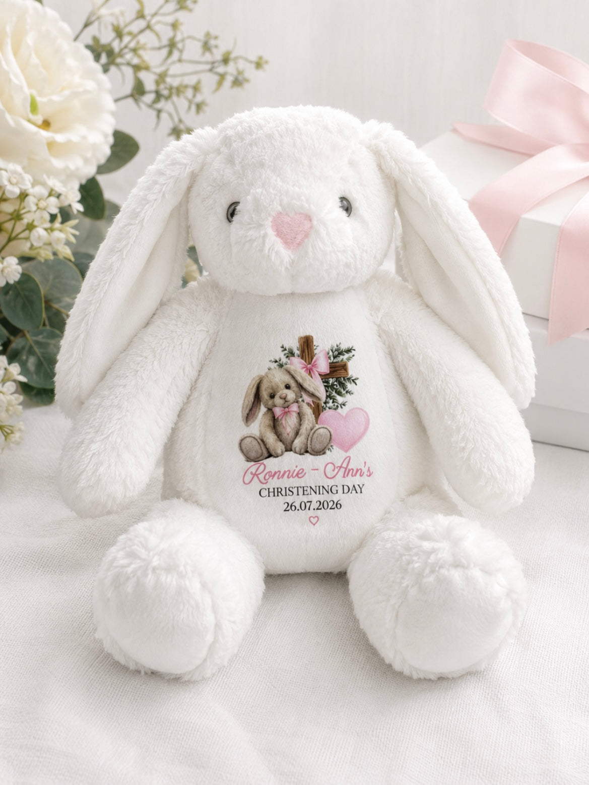 Personalised Christening Floppy Bunny Teddy