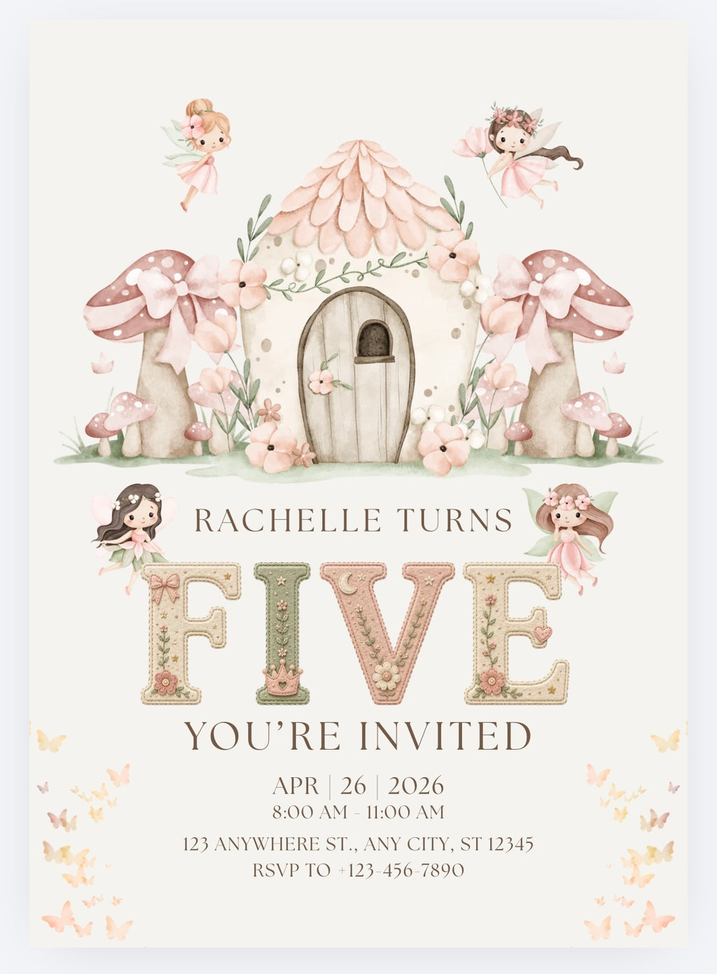 Garden Fairy Party Invitations – Personalised Birthday Invites (A6)