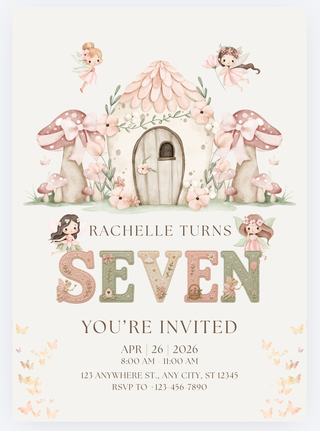 Garden Fairy Party Invitations – Personalised Birthday Invites (A6)