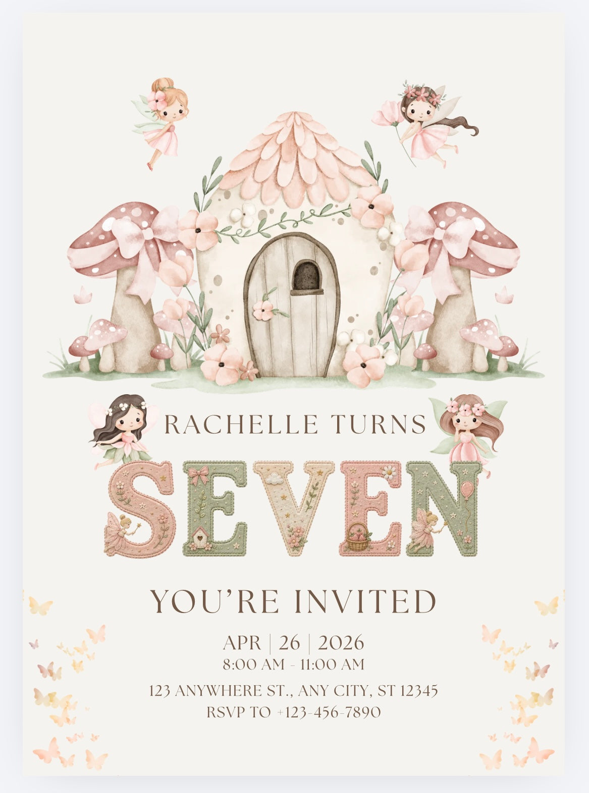 Garden Fairy Party Invitations – Personalised Birthday Invites (A6)