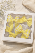 Sunny Yellow Gingham & Glitter Pigtail Bow Gift Box