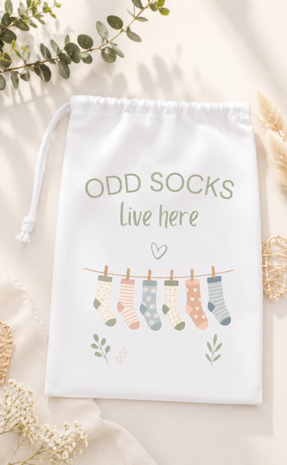Odd Socks Live Here Drawstring Bag
