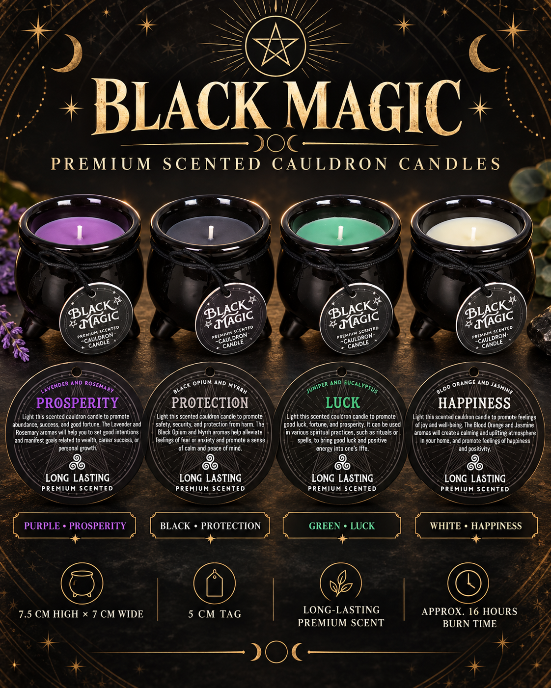 Black Magic Premium Scented Cauldron Candles