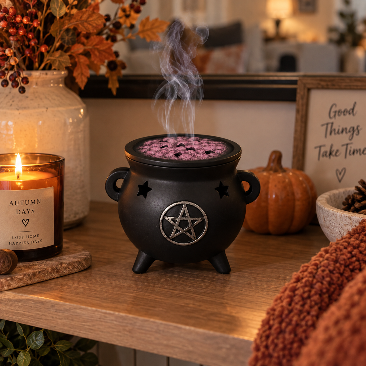 Little Cauldron Pentagram Incense Cone Burner