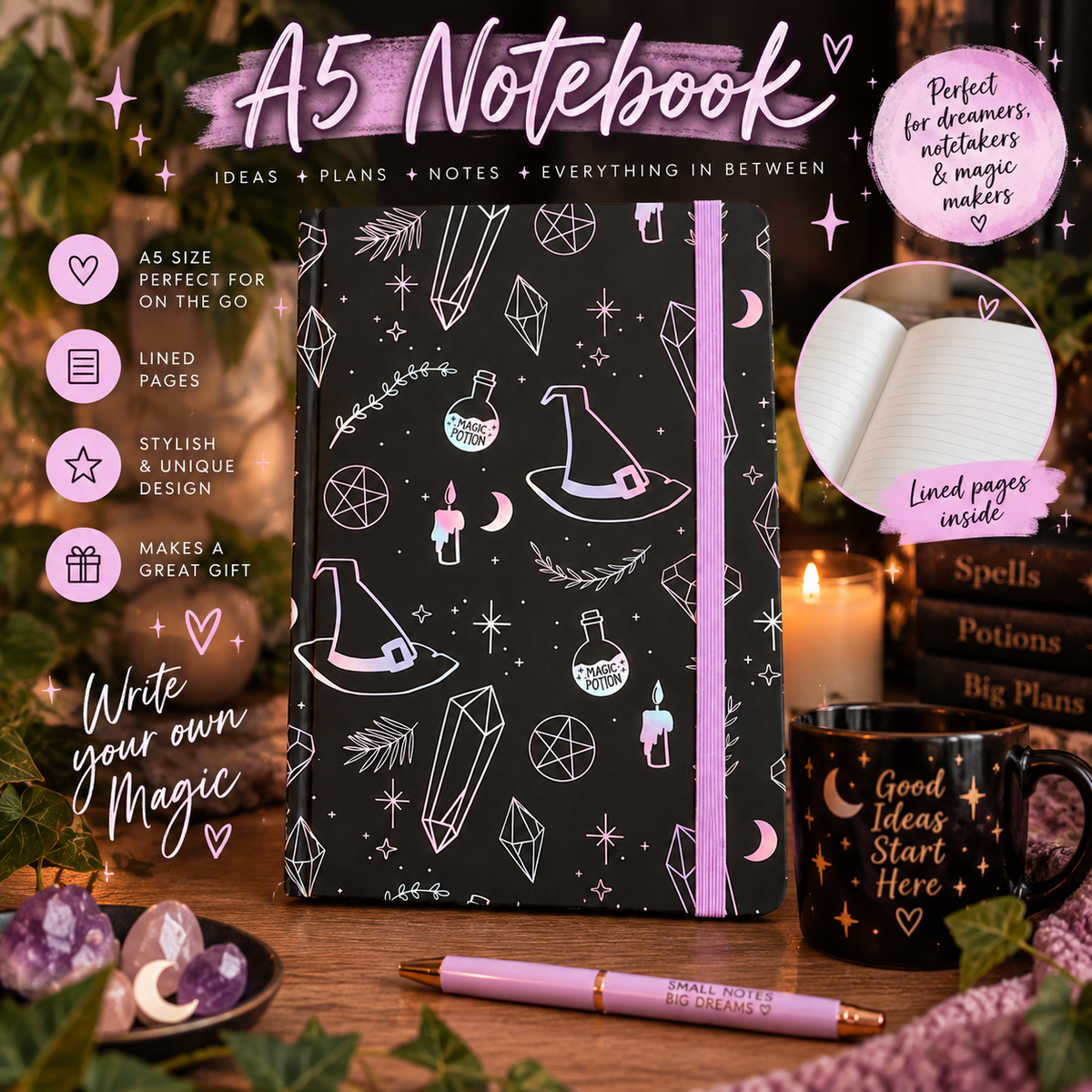 Mystical Magic A5 Lined Notebook