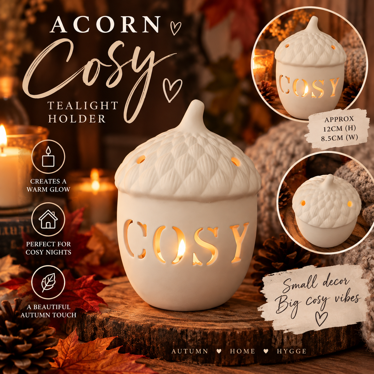 Acorn Cosy Tealight Holder