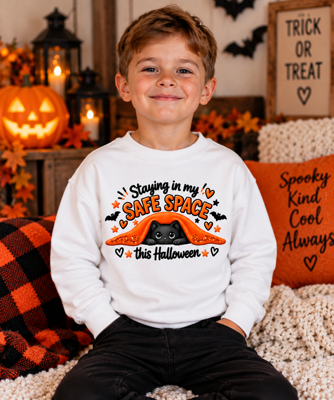 Staying in My Safe Place This Halloween Cat Sweater