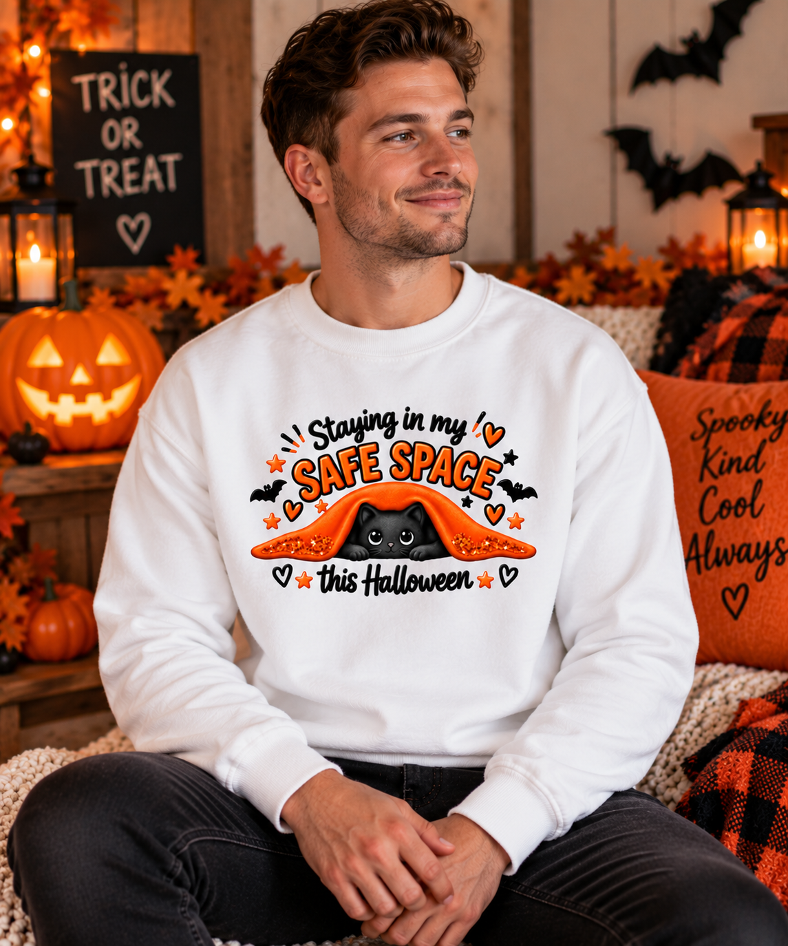 Staying in My Safe Place This Halloween Cat Sweater