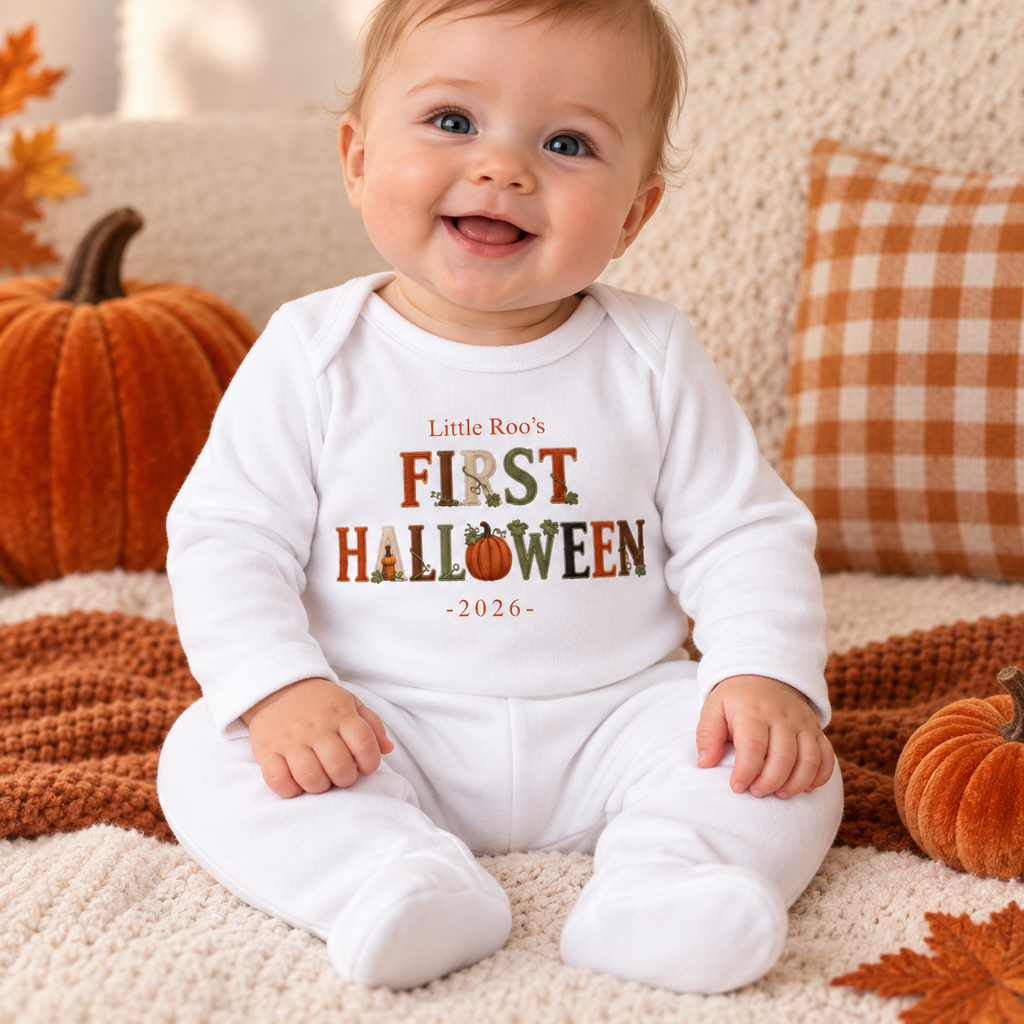 Vintage Pumpkin Patch Personalised Babygrow