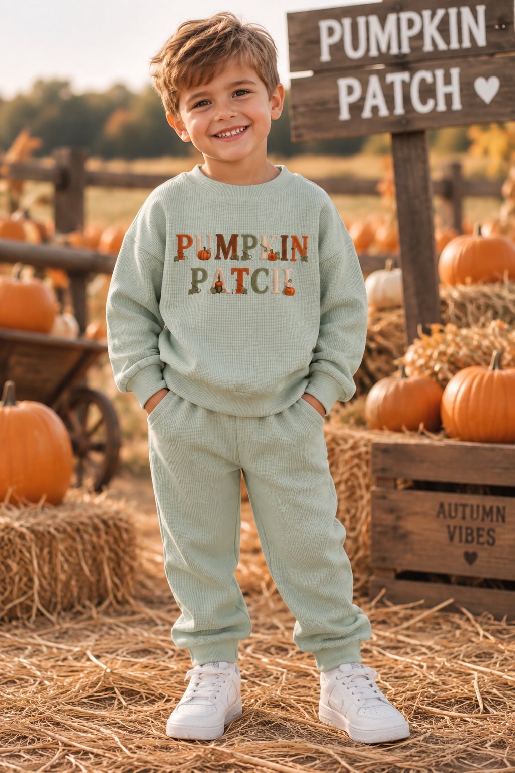 Vintage Pumpkin Patch Waffle Knit Lounge Set