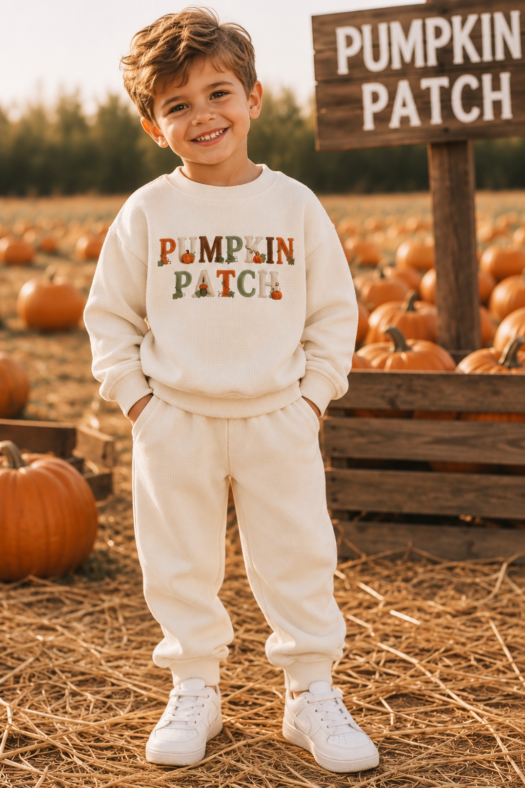 Vintage Pumpkin Patch Waffle Knit Lounge Set
