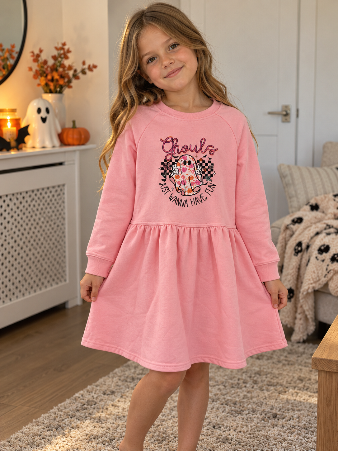 Ghouls Just Wanna Have Fun Sweatshirt Dress - 7-8Yrs