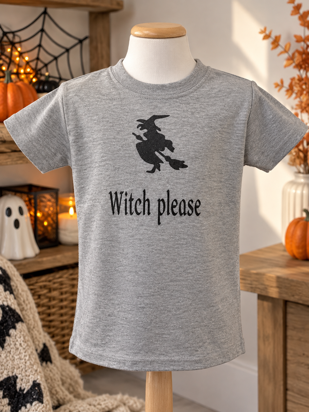 Grey Witch Please Halloween T-Shirt - 3-4Yrs