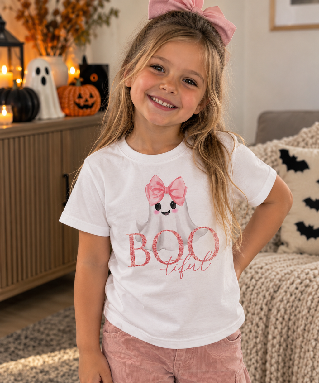 Boo-tiful Pink Ghost T-Shirt - 5-6Yrs