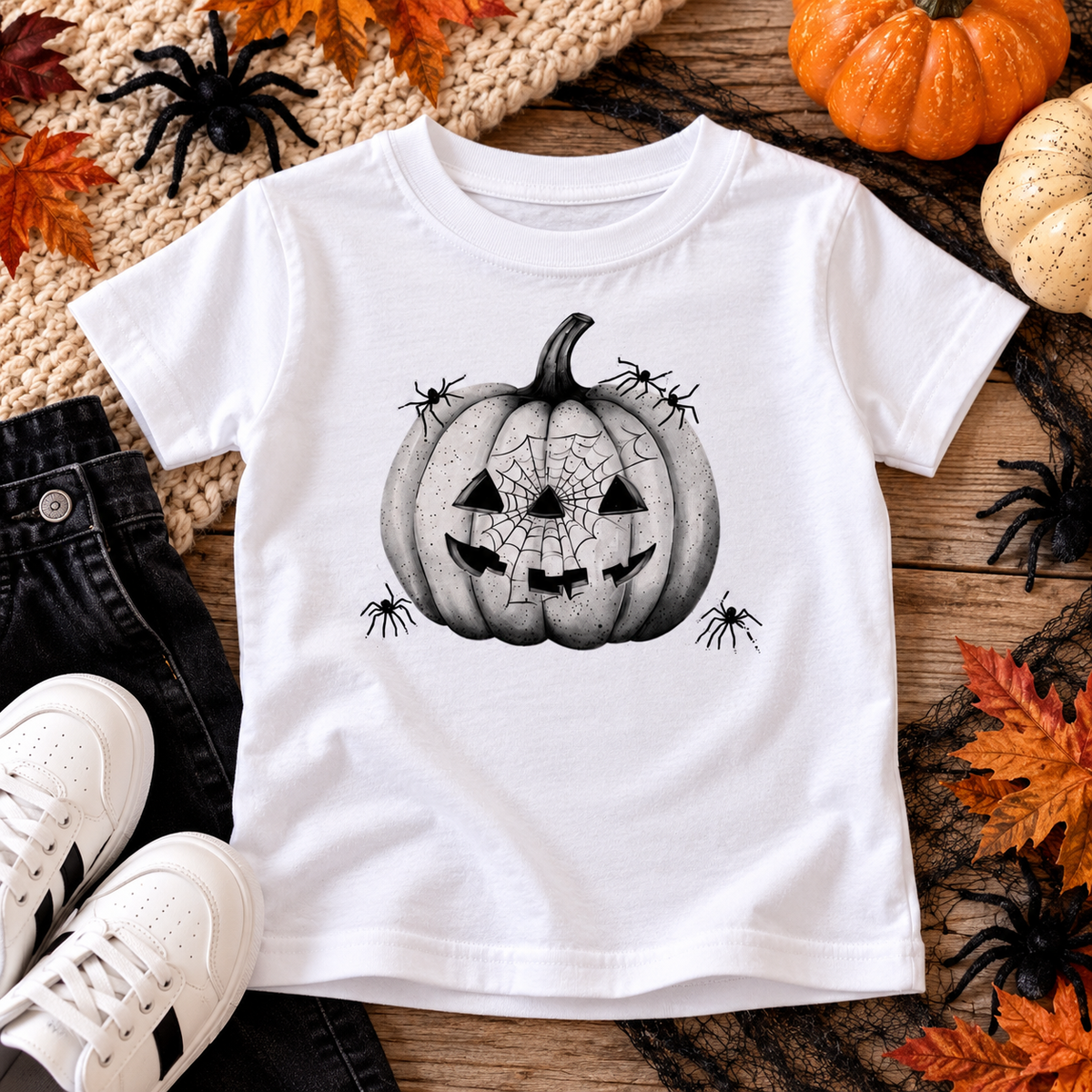 Spider Pumpkin Halloween T-Shirt - 1-2Yrs