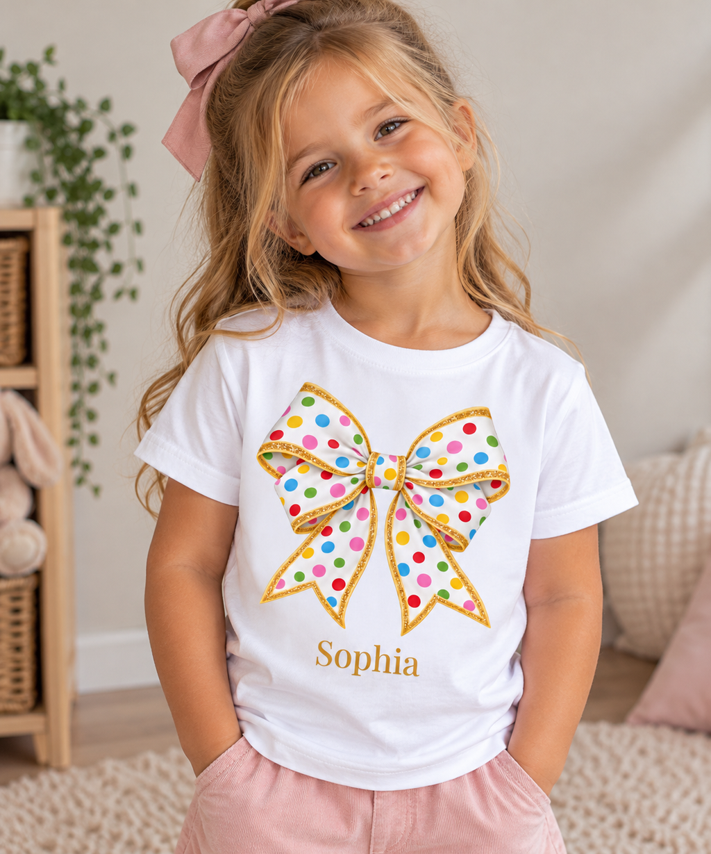 Personalised Polka Dot Bow T-Shirt