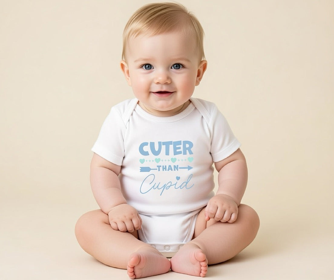 ‘Cuter Than Cupid’ Baby Vest (Blue)
