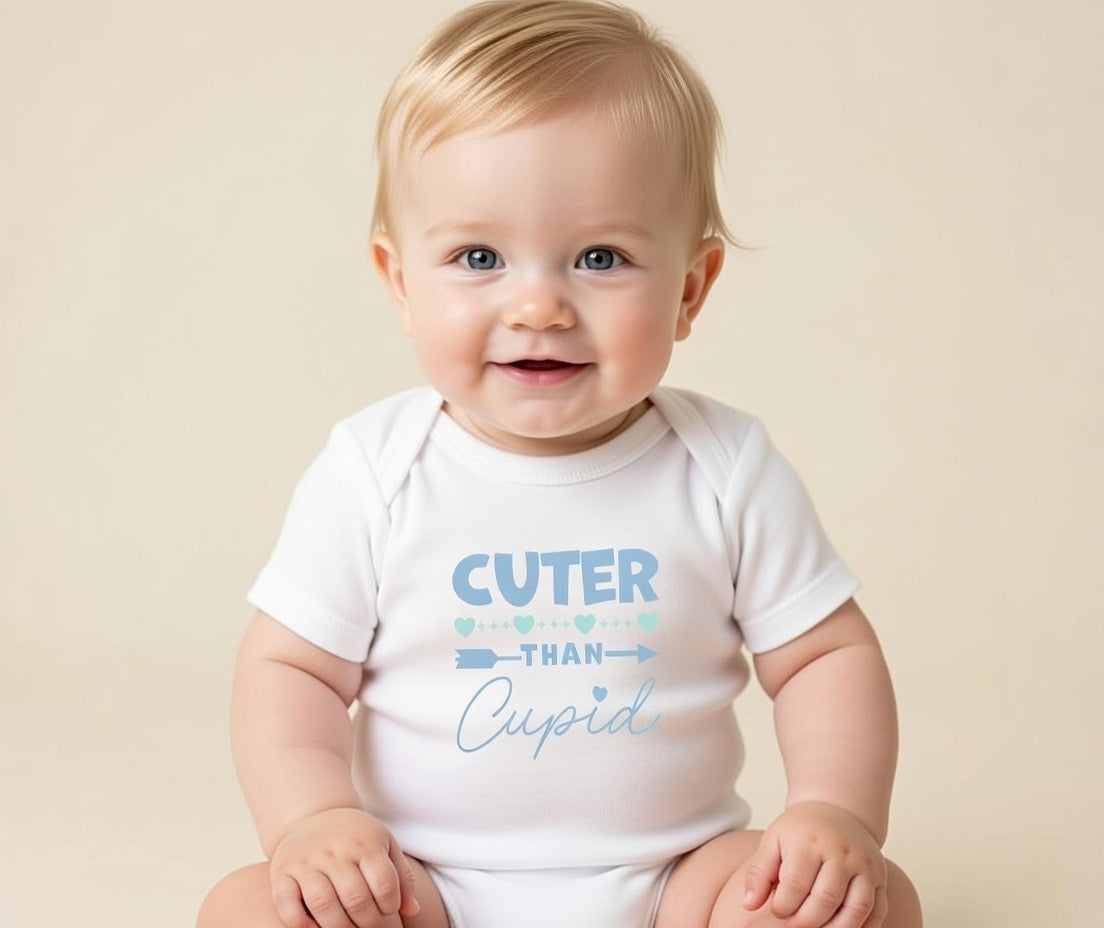 ‘Cuter Than Cupid’ Baby Vest (Blue)