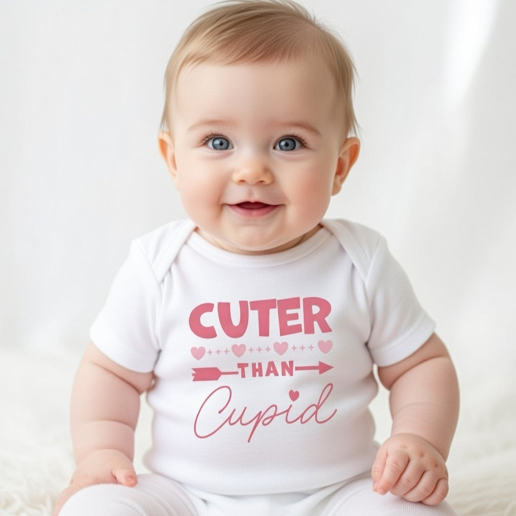 ‘Cuter Than Cupid’ Baby Vest (Pink)