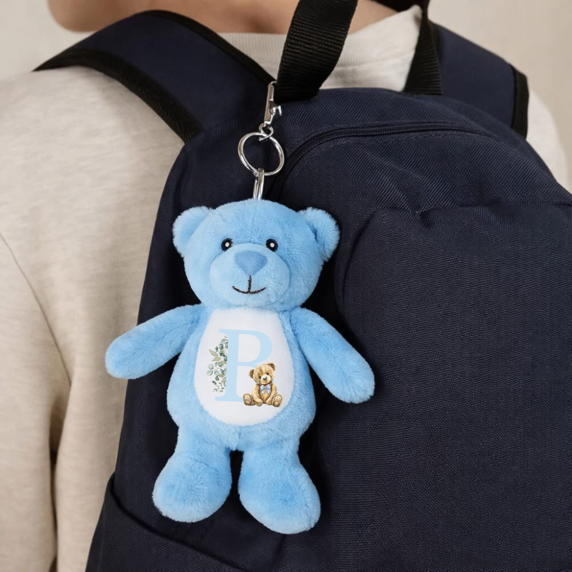 Blue initial bear - Tummi Bear keychain/bag charm
