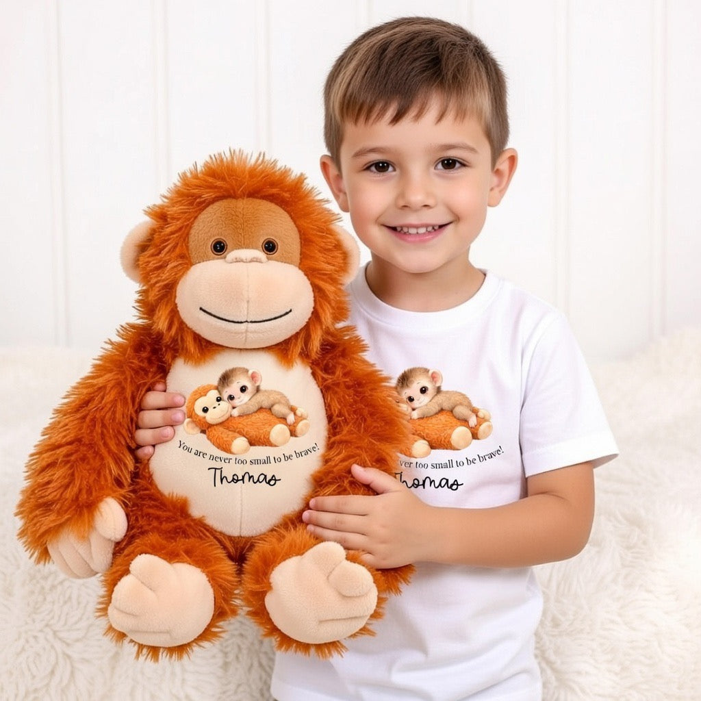 Orangutan personalised Teddy and t-shirt gift set