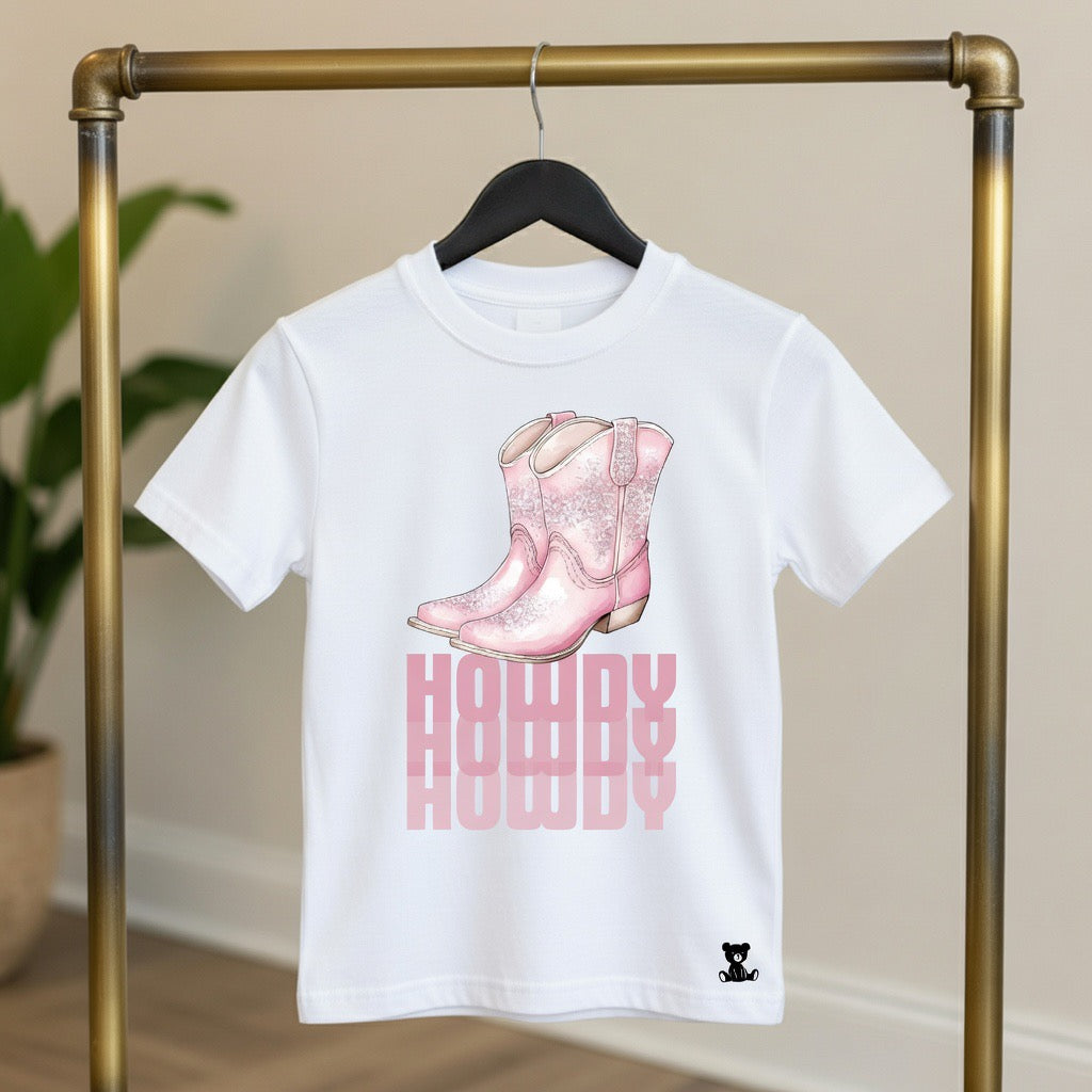Pink Howdy Cowgirl Boots T-Shirt