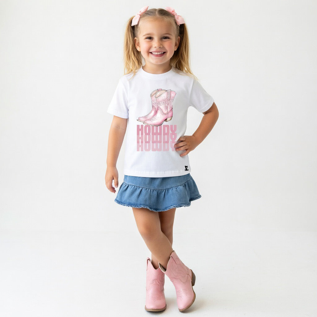 Pink Howdy Cowgirl Boots T-Shirt