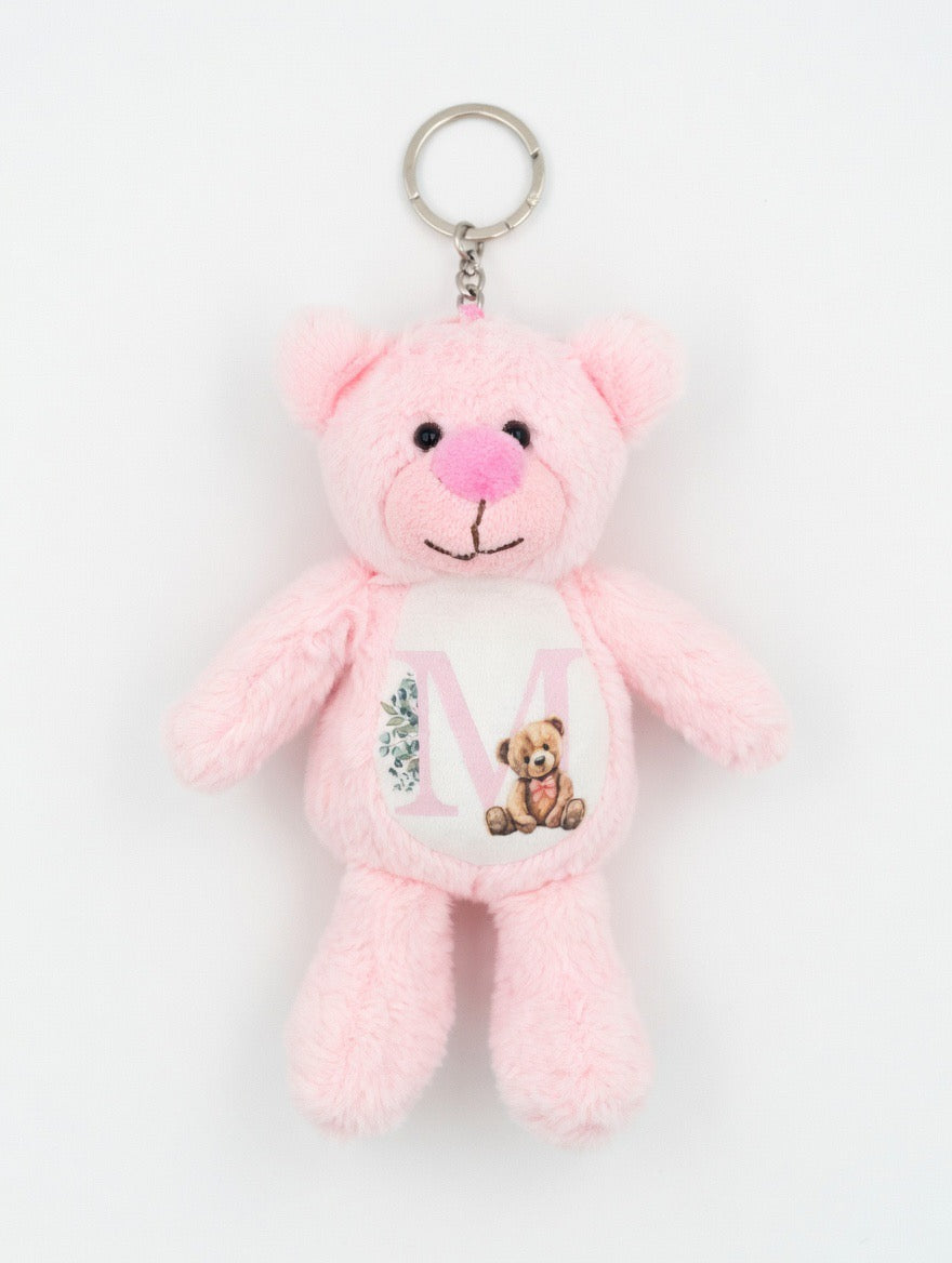 Pink initial bear - Tummi Bear keychain/bag charm