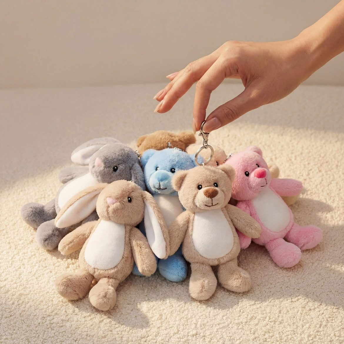 Grey Initial Rabbit - Tummi Bear Keychain/Bag Charm