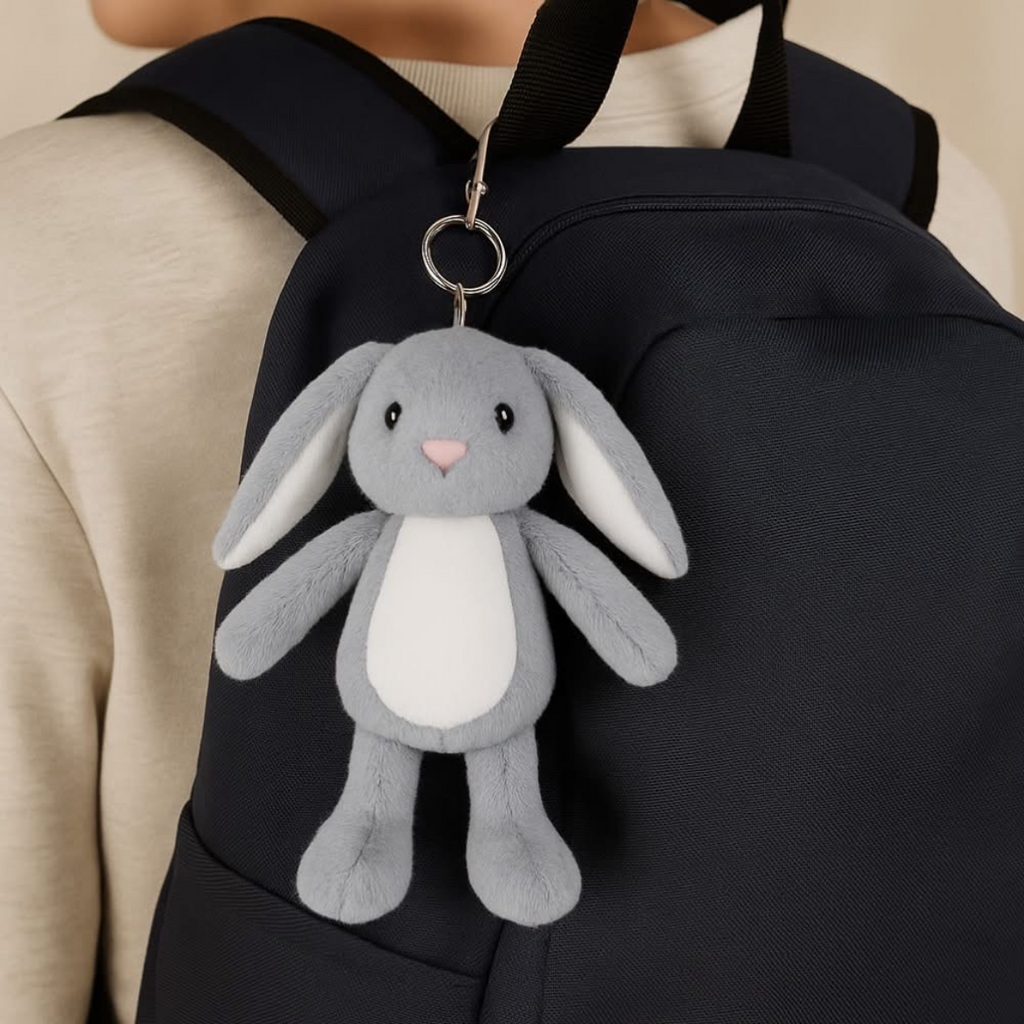 Grey Initial Rabbit - Tummi Bear Keychain/Bag Charm