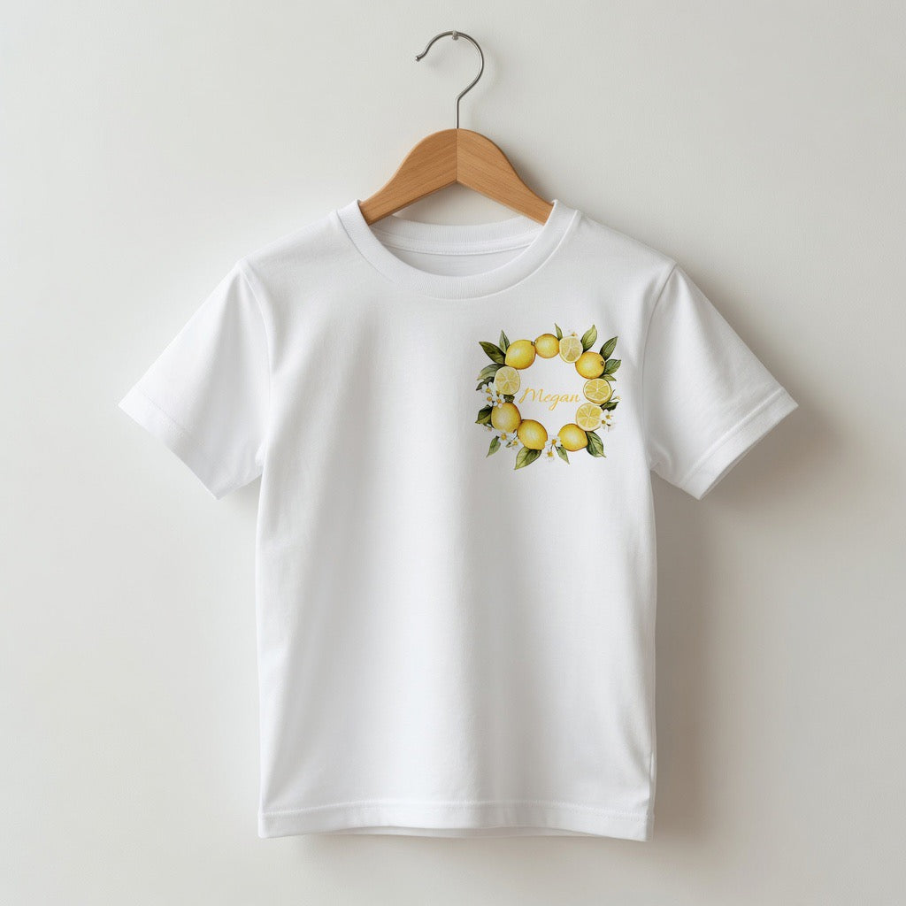 Personalised Lemon Wreath Name T-Shirt
