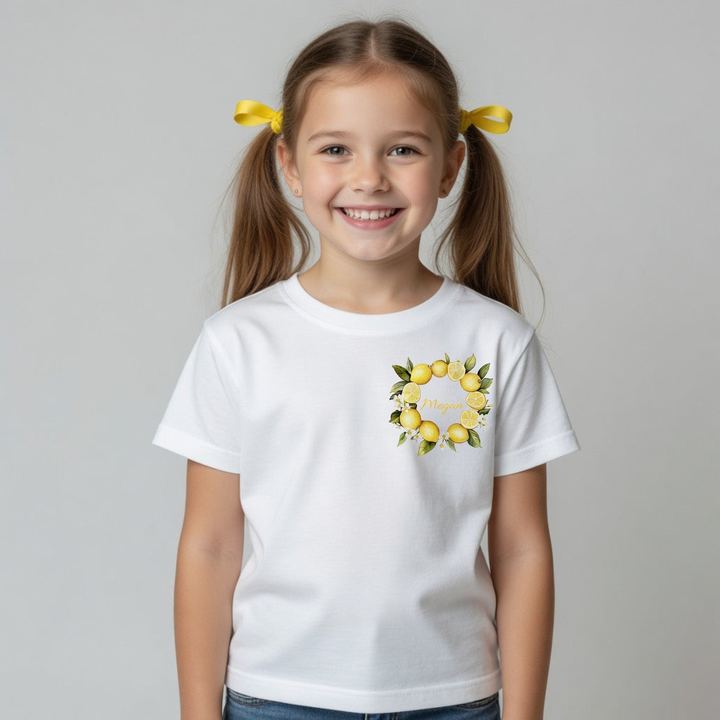 Personalised Lemon Wreath Name T-Shirt