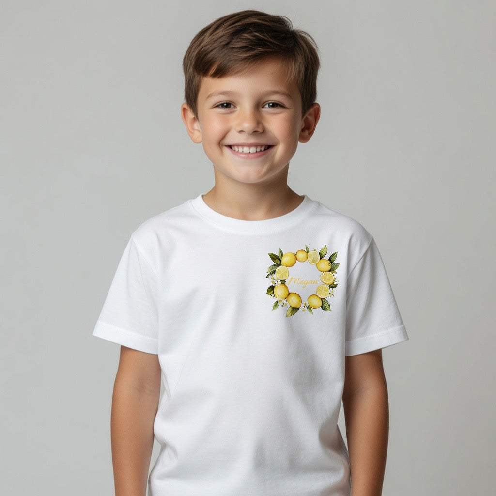 Personalised Lemon Wreath Name T-Shirt