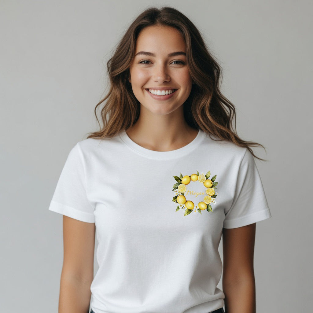Personalised Lemon Wreath Name T-Shirt