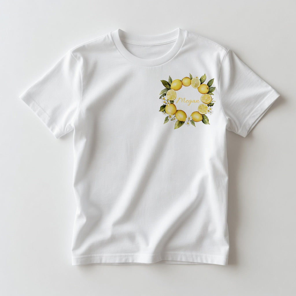 Personalised Lemon Wreath Name T-Shirt